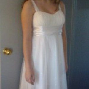 White and Silver Sparkle Juniors Party Dress